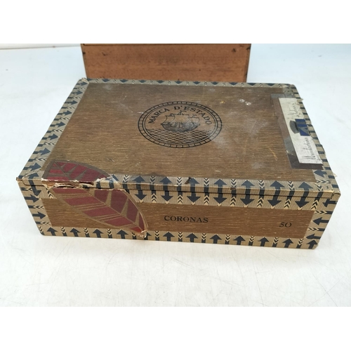 307 - Vintage Empty Cigar Boxes (4). Largest 6cm High, 22cm x 15.5cm.