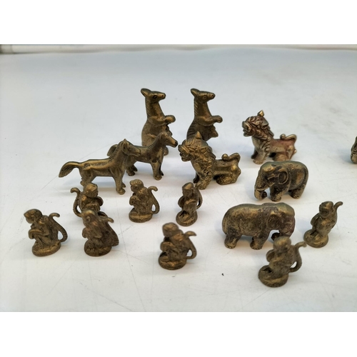 310A - Bronze Animal Design Set of Chess Pieces. Complete. Tallest 4cm. No Board.