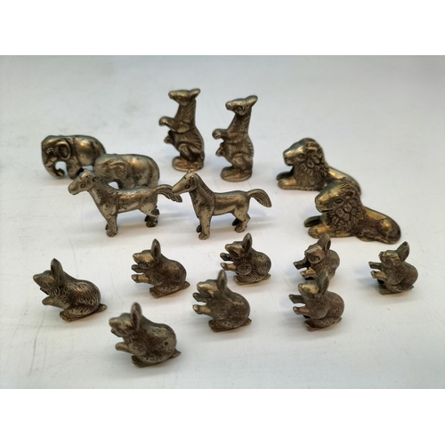 310A - Bronze Animal Design Set of Chess Pieces. Complete. Tallest 4cm. No Board.