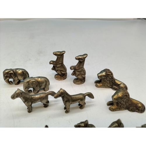 310A - Bronze Animal Design Set of Chess Pieces. Complete. Tallest 4cm. No Board.