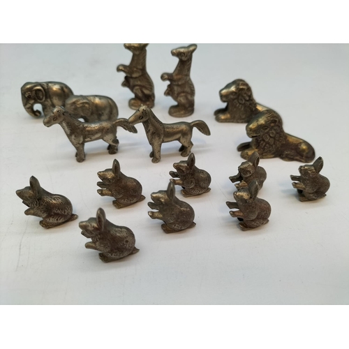 310A - Bronze Animal Design Set of Chess Pieces. Complete. Tallest 4cm. No Board.