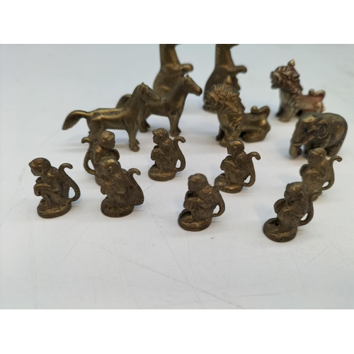 310A - Bronze Animal Design Set of Chess Pieces. Complete. Tallest 4cm. No Board.