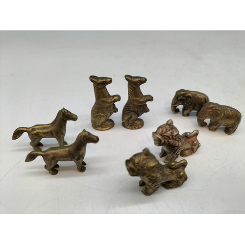 310A - Bronze Animal Design Set of Chess Pieces. Complete. Tallest 4cm. No Board.