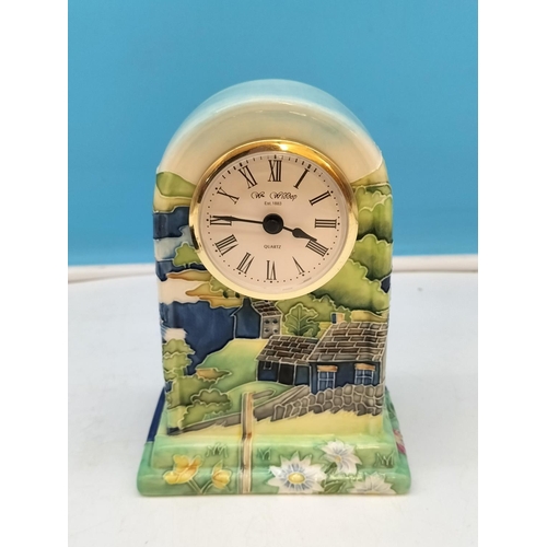 35A - Old Tupton Ware Tubelined Mantel Clock plus Matching Photo Frame. Clock Measures 17cm x 11cm x 7.5cm... 