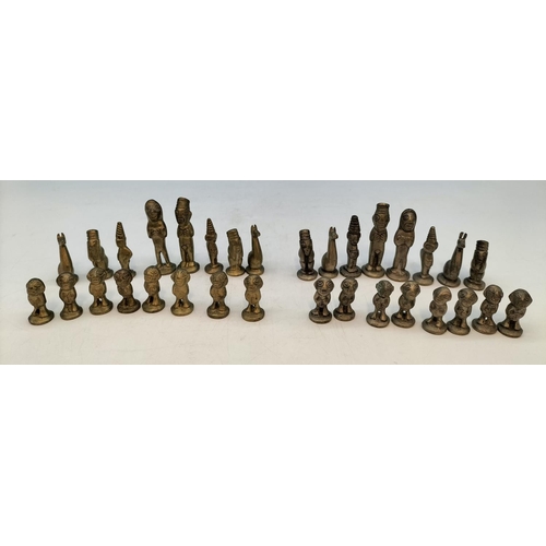 45A - Rare Antique Andean Gold/Bronze Chess Set Pieces. Complete. Tallest 6cm. No Board.