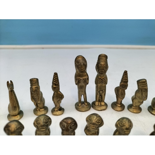 45A - Rare Antique Andean Gold/Bronze Chess Set Pieces. Complete. Tallest 6cm. No Board.