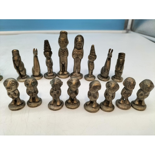 45A - Rare Antique Andean Gold/Bronze Chess Set Pieces. Complete. Tallest 6cm. No Board.