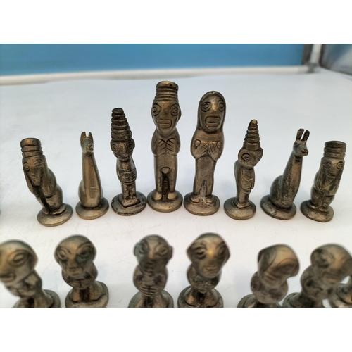 45A - Rare Antique Andean Gold/Bronze Chess Set Pieces. Complete. Tallest 6cm. No Board.