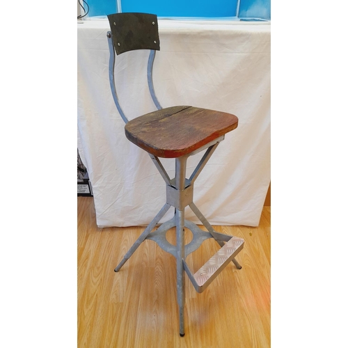 135A - Industrial Galvanised Steel Chair. 107cm High, 45cm x 45cm. Seat Height 77cm. Collection Only.