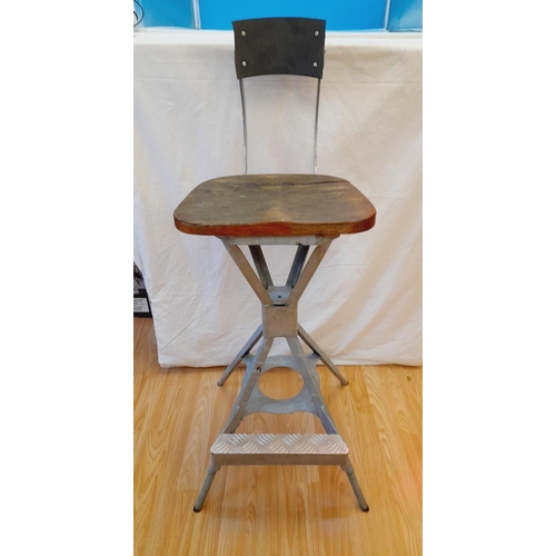 135A - Industrial Galvanised Steel Chair. 107cm High, 45cm x 45cm. Seat Height 77cm. Collection Only.