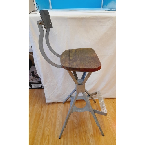 135A - Industrial Galvanised Steel Chair. 107cm High, 45cm x 45cm. Seat Height 77cm. Collection Only.