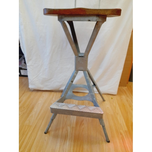 135A - Industrial Galvanised Steel Chair. 107cm High, 45cm x 45cm. Seat Height 77cm. Collection Only.