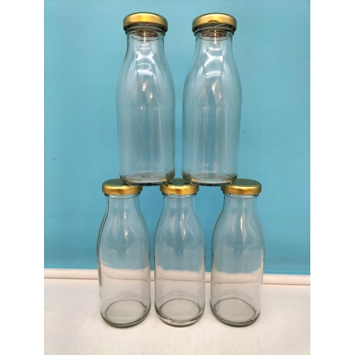 145A - Box of New 100 Clear Glass 16cm Bottles with Lids (22cl). Ideal for Up Cycle/Weddings/Decoupage/Farm... 