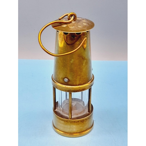 189 - Miniature Brass Miners Lamp Presented to C.F.Taylor from his Colleagues of South Yorkshire 1973. 12c... 