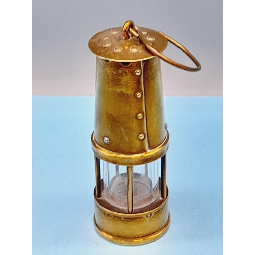 189 - Miniature Brass Miners Lamp Presented to C.F.Taylor from his Colleagues of South Yorkshire 1973. 12c... 