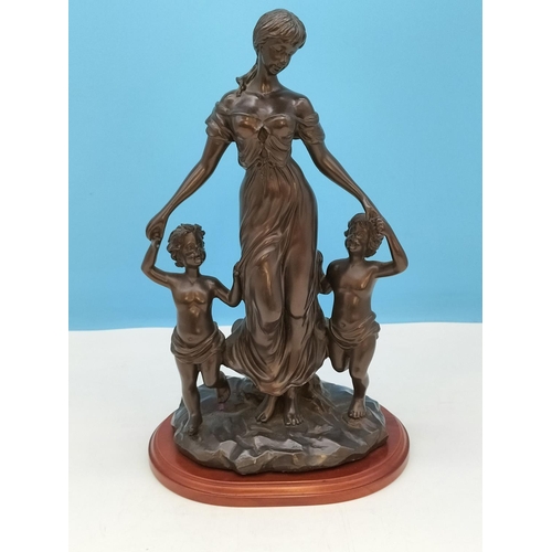 229 - Bronze Effect Resin Figure 'A Mother's Love' on Plinth. 35cm High, 21cm x 17cm.