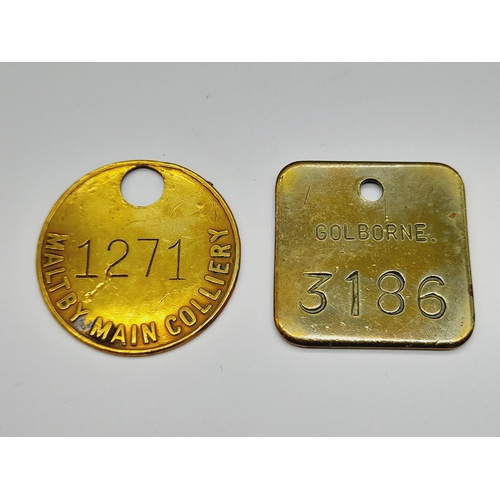 245 - Brass Miners Tokens (2) - Golborne and Maltby Main.