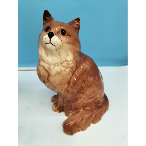 290A - Beswick 22cm Sitting Brown Cat No1867 (Ear Restored), Sadler 'Flour' Jar plus Mud Men Figures (2).