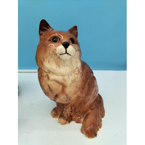 290A - Beswick 22cm Sitting Brown Cat No1867 (Ear Restored), Sadler 'Flour' Jar plus Mud Men Figures (2).