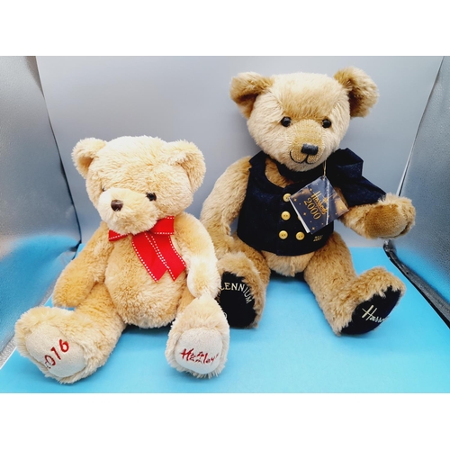 298 - Harrods Teddy Bears 2016 and 2000. Tallest 44cm.