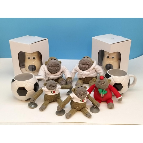 313 - Collection of PG Tips Mugs and Monkeys to include Boxed 'Gromit' Mugs (2), Football Mugs (2), etc.