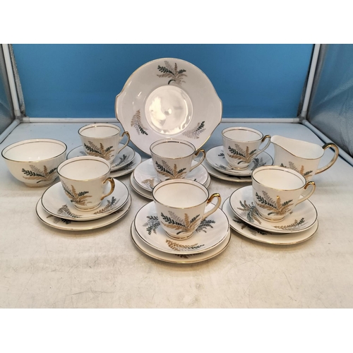 315 - Fine Bone China 21 Piece Tea Set in the 'Fern Leaf' Pattern.