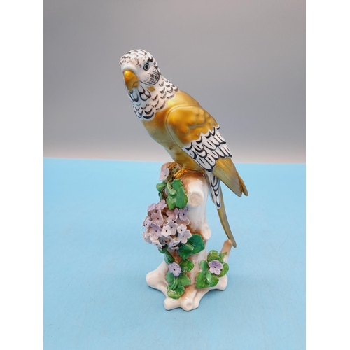 44 - Samson Porcelain Hand Painted 17cm Figure of a Parrott with Gilded Feathers Perched on a Tree. c1880... 