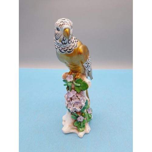 44 - Samson Porcelain Hand Painted 17cm Figure of a Parrott with Gilded Feathers Perched on a Tree. c1880... 