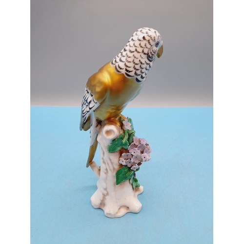 44 - Samson Porcelain Hand Painted 17cm Figure of a Parrott with Gilded Feathers Perched on a Tree. c1880... 