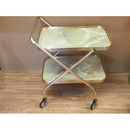 484 - Folding Hostess Trolley on Wheels. 70cm High, 56cm x 42cm. Collection Only.