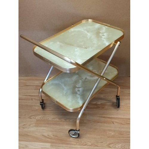 484 - Folding Hostess Trolley on Wheels. 70cm High, 56cm x 42cm. Collection Only.