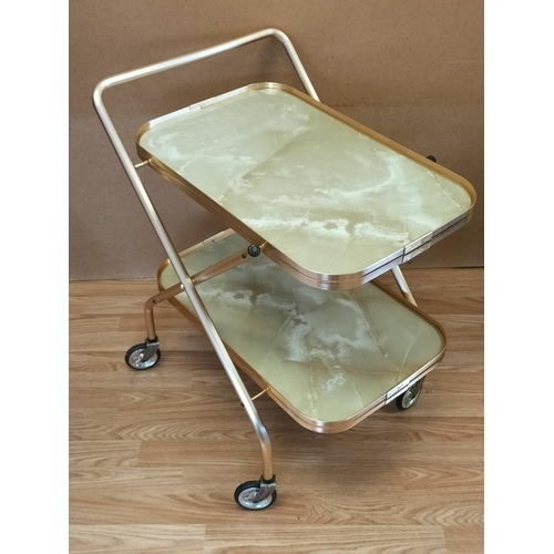 484 - Folding Hostess Trolley on Wheels. 70cm High, 56cm x 42cm. Collection Only.