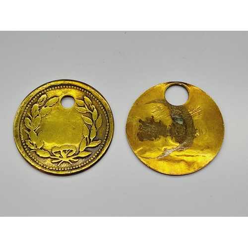 50A - Brass Miners Tokens (2) - New Monckton Collieries Barnsley and Shireoaks.