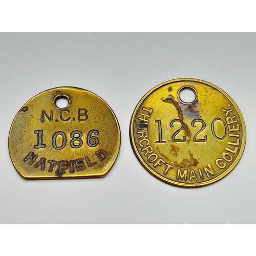 55 - Brass Miners Tokens (2) - Hatfield and Thurcroft Main.