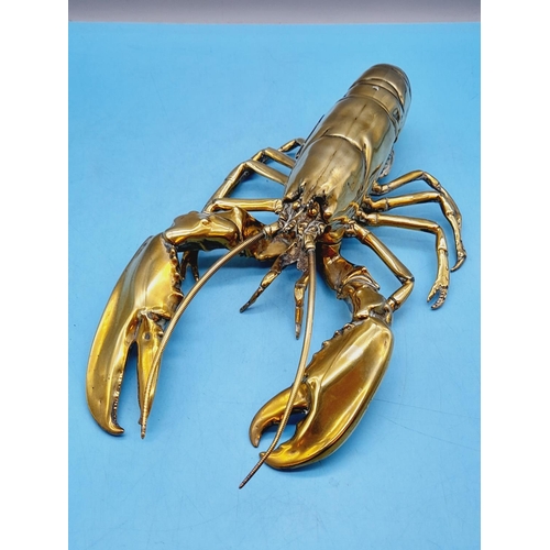 57 - Late 19th Century Novelty Brass Articulated Lobster Inkwell. Top of the Body Opens to Reveal the Ink... 