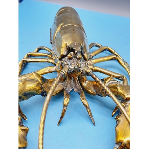 57 - Late 19th Century Novelty Brass Articulated Lobster Inkwell. Top of the Body Opens to Reveal the Ink... 