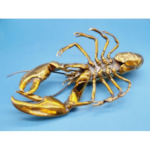 57 - Late 19th Century Novelty Brass Articulated Lobster Inkwell. Top of the Body Opens to Reveal the Ink... 