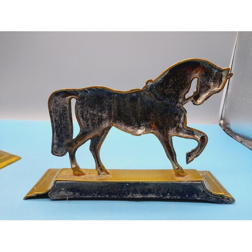 58 - Pair of 19th Century Brass Fireside Horses. 17cm High x 24cm.