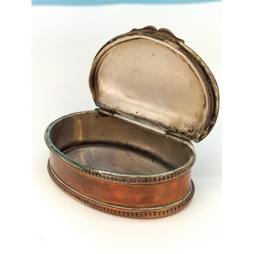 120A - George III Coin Copper Snuff Box, Silver Lined Inner. 2cm High, 8cm x 5.5cm.