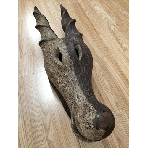 215A - Hand Carved Antelope African Tribal Mask. 58cm High, 17cm x 18cm.