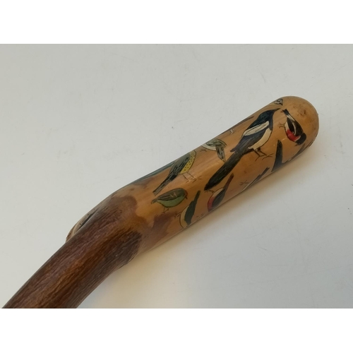 280A - Bird Design Walking Sticks (3) to include Woodpecker and  Bird of Prey. Longest 110cm.