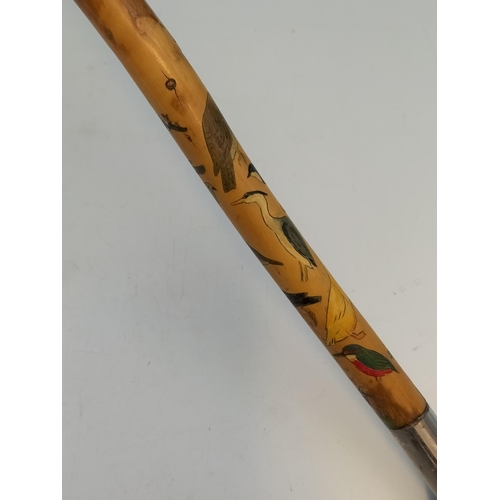 280A - Bird Design Walking Sticks (3) to include Woodpecker and  Bird of Prey. Longest 110cm.