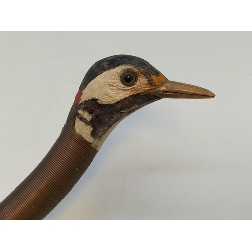 280A - Bird Design Walking Sticks (3) to include Woodpecker and  Bird of Prey. Longest 110cm.