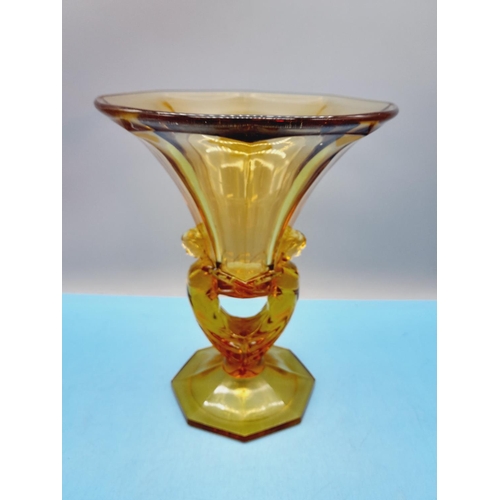 710 - Czech/Bohemia 24cm Amber Glass Vase. c1930.