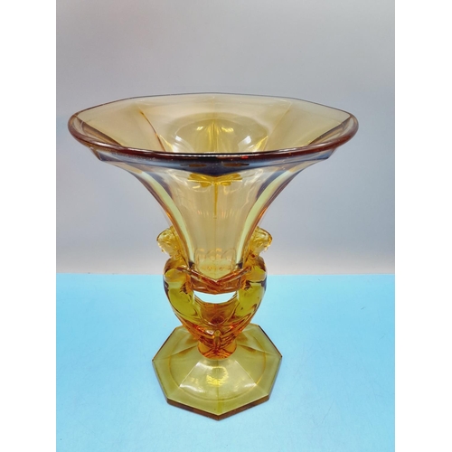 710 - Czech/Bohemia 24cm Amber Glass Vase. c1930.