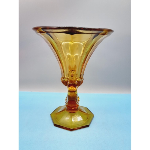 710 - Czech/Bohemia 24cm Amber Glass Vase. c1930.