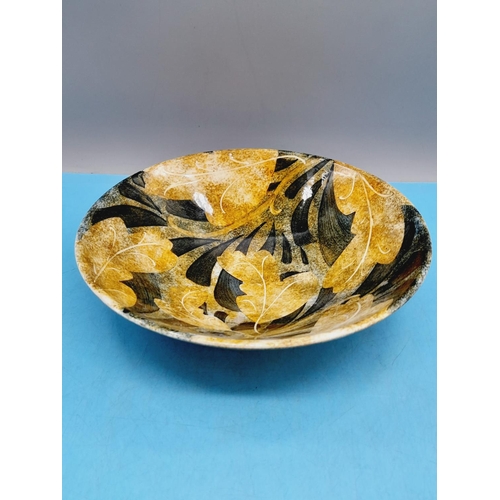 714 - Ralph Jandrell Studio Pottery Foliage Pattern Dish/Bowl. 6cm High, 21cm Diameter.