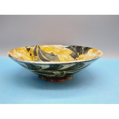 714 - Ralph Jandrell Studio Pottery Foliage Pattern Dish/Bowl. 6cm High, 21cm Diameter.