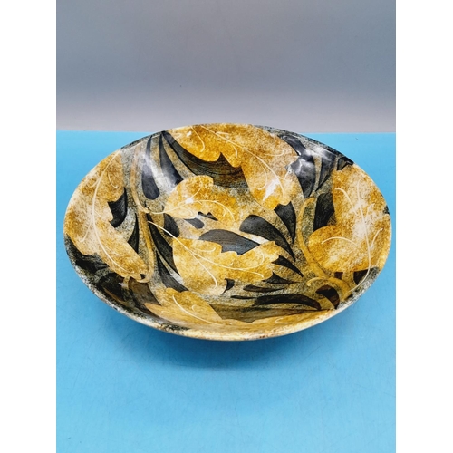 714 - Ralph Jandrell Studio Pottery Foliage Pattern Dish/Bowl. 6cm High, 21cm Diameter.