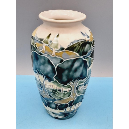 715 - Jane McCormick Studio Pottery 18cm Vase depicting Tree in Landscape.